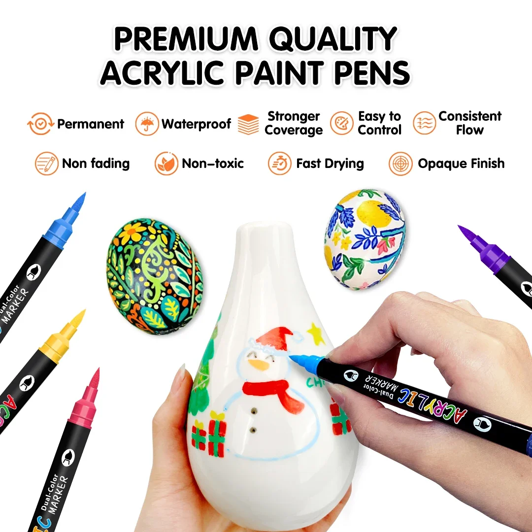 24-240 Colors Art Markers Set, Dual Color Dual Tip Acrylic Paint Pens Markers Drawing Markers for DIY Crafts Making