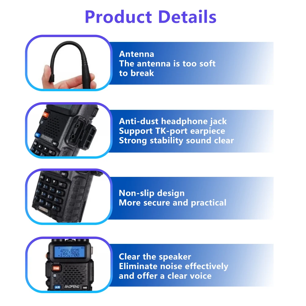 1PC/2PCS Baofeng UV 5R USB Long Range Ham Amateur With FM Radio Long Range Portable Two Way Radio Baofeng CB Radio Walkie Talkie