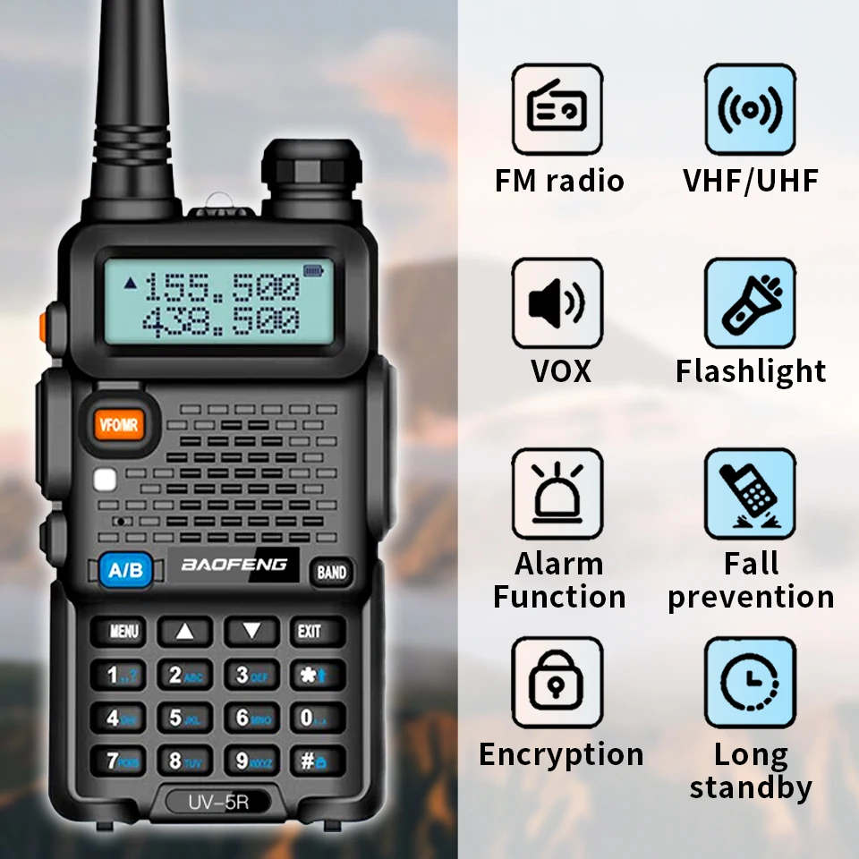 1PC/2PCS Baofeng UV 5R USB Long Range Ham Amateur With FM Radio Long Range Portable Two Way Radio Baofeng CB Radio Walkie Talkie