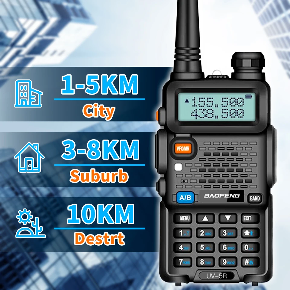 1PC/2PCS Baofeng UV 5R USB Long Range Ham Amateur With FM Radio Long Range Portable Two Way Radio Baofeng CB Radio Walkie Talkie