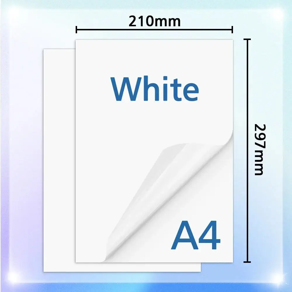 30PK A4 Paper Sheets Self-adhesive Printable Vinyl Sticker Paper DIY Glossy White Transparent Label Sticker for Inkjet Printer
