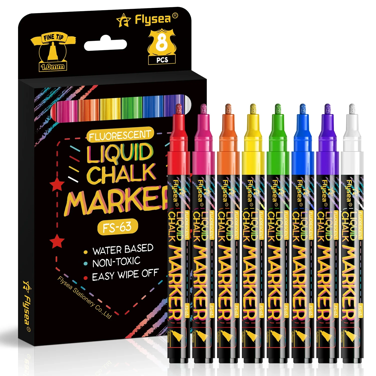8 Colors Liquid Chalk Erasable LED Highlighter Fluorescent Marker Suit for Blackboard Glass Window Painting Advertisement Chalk