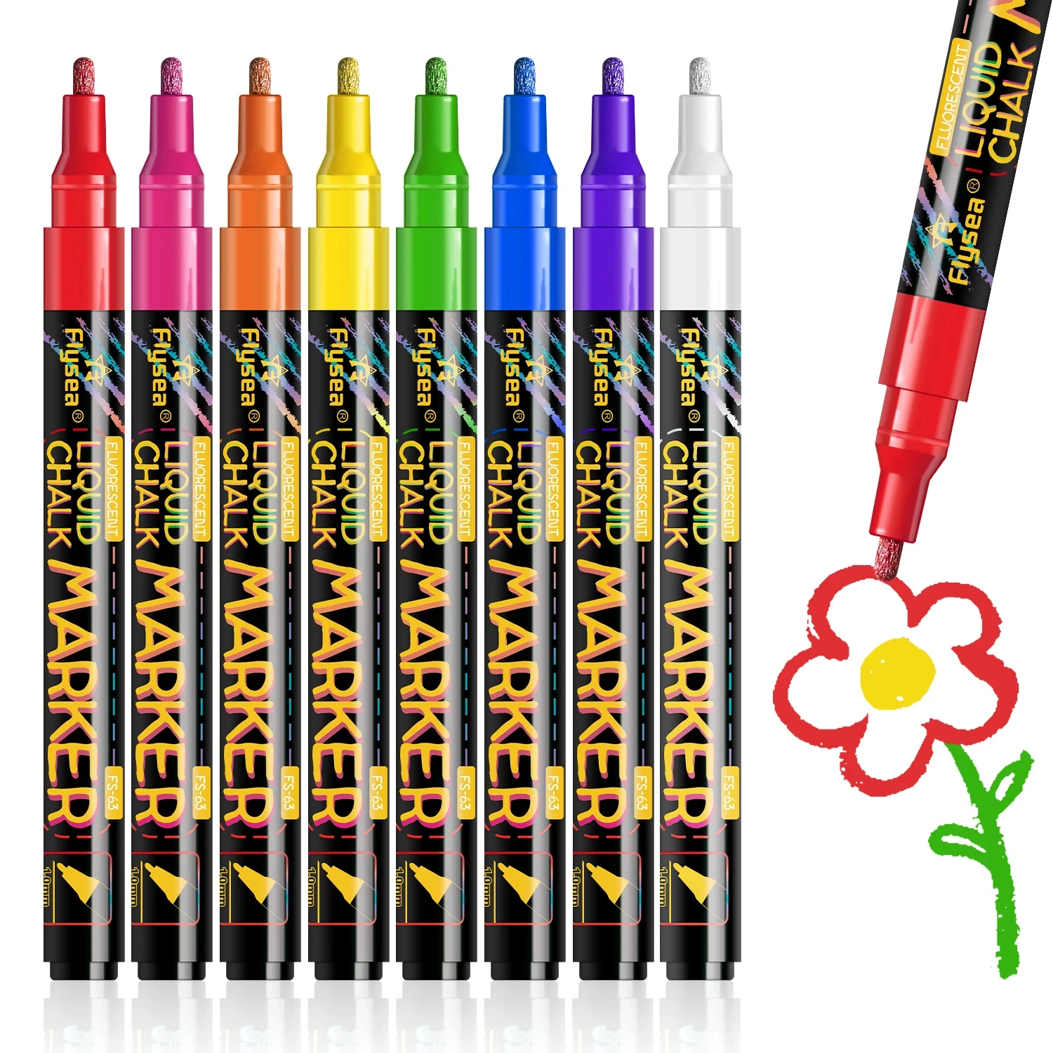 8 Colors Liquid Chalk Erasable LED Highlighter Fluorescent Marker Suit for Blackboard Glass Window Painting Advertisement Chalk