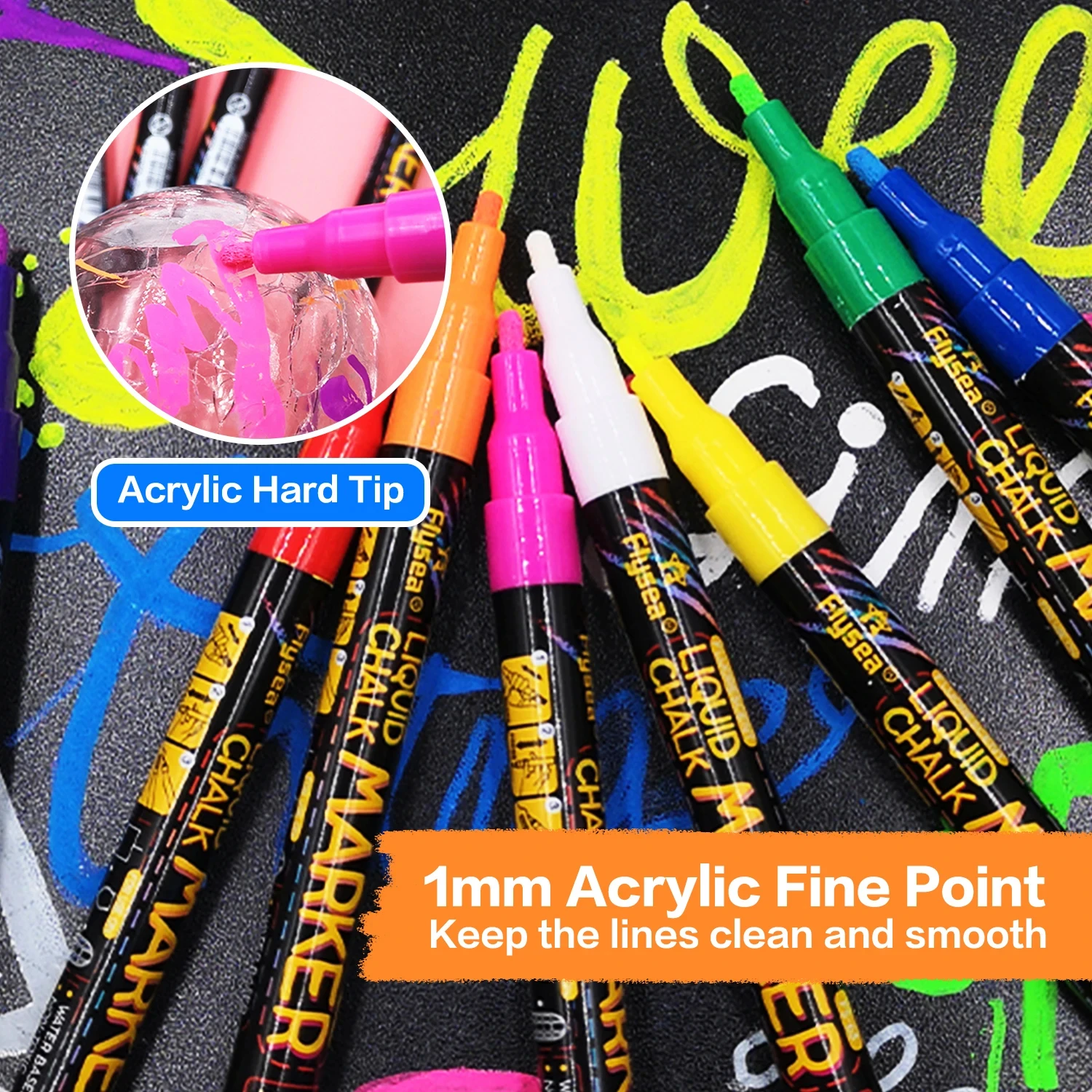 8 Colors Liquid Chalk Erasable LED Highlighter Fluorescent Marker Suit for Blackboard Glass Window Painting Advertisement Chalk