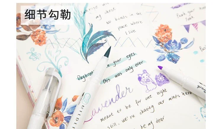 1Pcs Zebra Marker Pen WFT8 Series Double Headed Light Highlighter (Brush Soft Tip + Fine Tip) Students Use Color Painting Pen