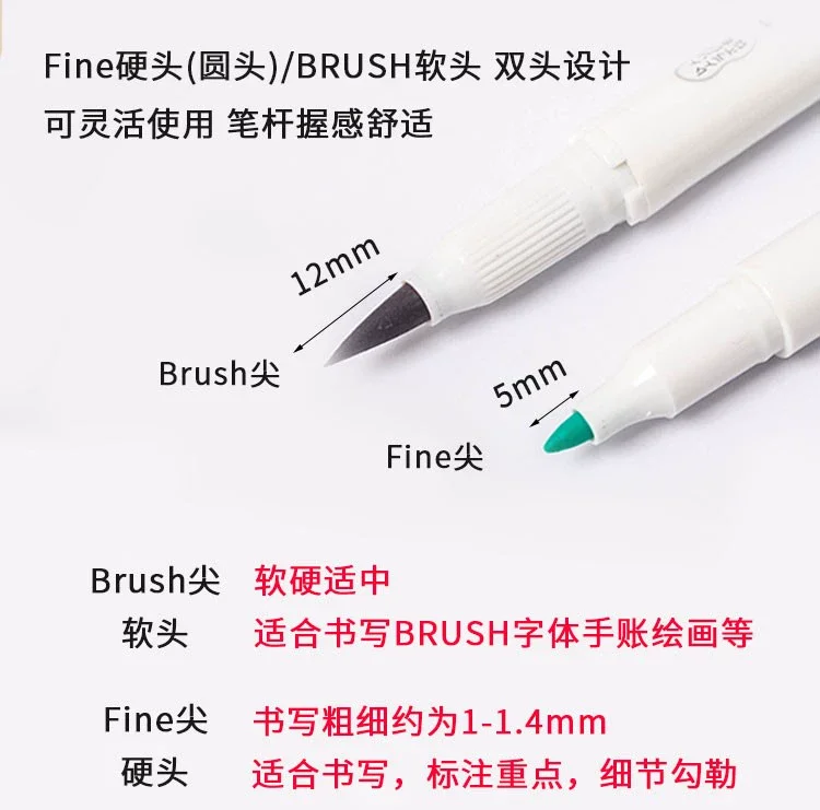 1Pcs Zebra Marker Pen WFT8 Series Double Headed Light Highlighter (Brush Soft Tip + Fine Tip) Students Use Color Painting Pen