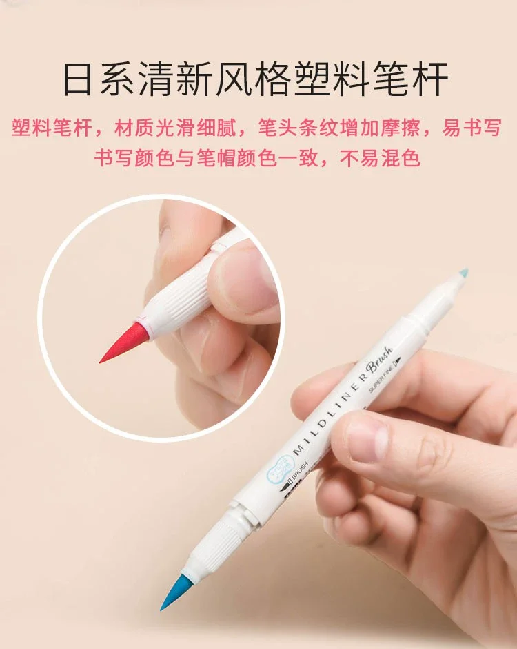 1Pcs Zebra Marker Pen WFT8 Series Double Headed Light Highlighter (Brush Soft Tip + Fine Tip) Students Use Color Painting Pen