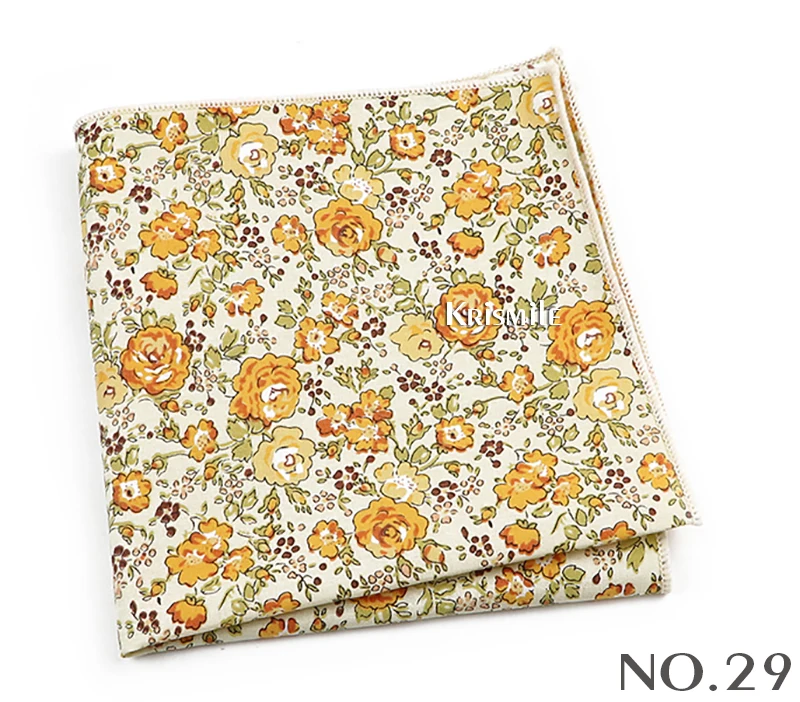 Beautiful Green Blue Floral Handkerchief 100% Cotton Elegant Colorful 26cm Pocket Square For Men Women Suit Chest Towel Gift