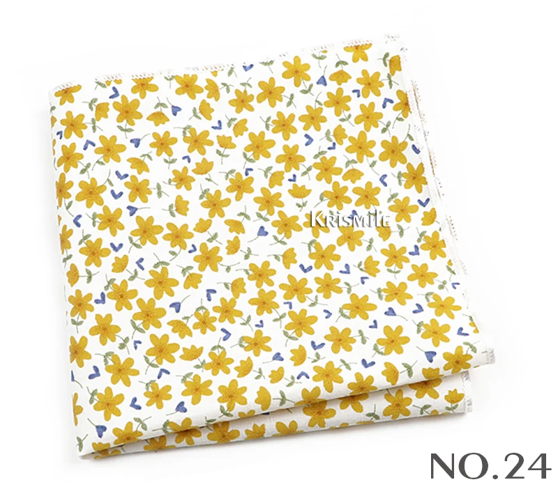Beautiful Green Blue Floral Handkerchief 100% Cotton Elegant Colorful 26cm Pocket Square For Men Women Suit Chest Towel Gift