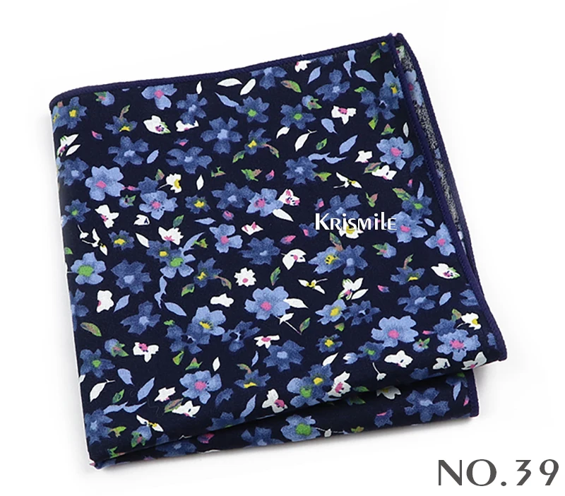 Beautiful Green Blue Floral Handkerchief 100% Cotton Elegant Colorful 26cm Pocket Square For Men Women Suit Chest Towel Gift