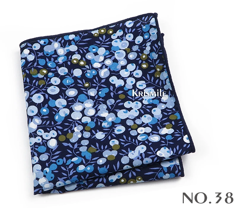 Beautiful Green Blue Floral Handkerchief 100% Cotton Elegant Colorful 26cm Pocket Square For Men Women Suit Chest Towel Gift