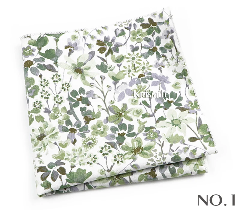 Beautiful Green Blue Floral Handkerchief 100% Cotton Elegant Colorful 26cm Pocket Square For Men Women Suit Chest Towel Gift