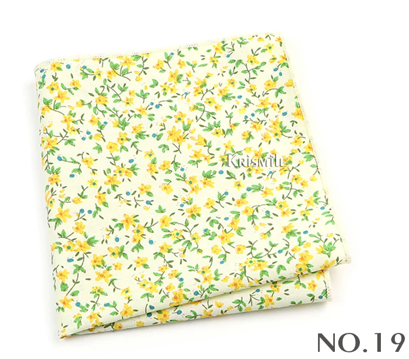 Beautiful Green Blue Floral Handkerchief 100% Cotton Elegant Colorful 26cm Pocket Square For Men Women Suit Chest Towel Gift