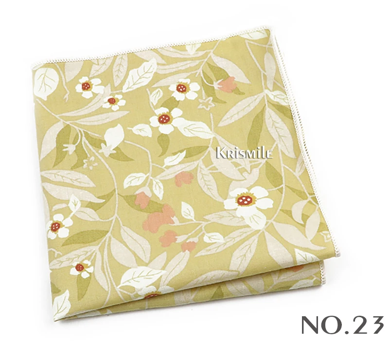 Beautiful Green Blue Floral Handkerchief 100% Cotton Elegant Colorful 26cm Pocket Square For Men Women Suit Chest Towel Gift
