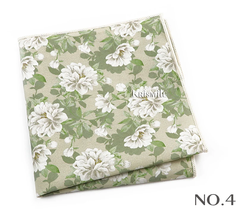 Beautiful Green Blue Floral Handkerchief 100% Cotton Elegant Colorful 26cm Pocket Square For Men Women Suit Chest Towel Gift