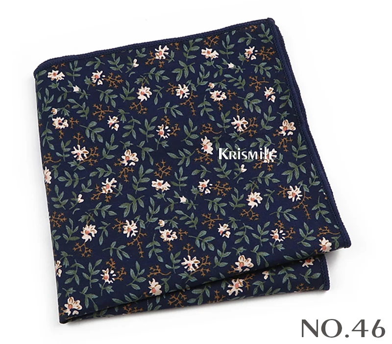 Beautiful Green Blue Floral Handkerchief 100% Cotton Elegant Colorful 26cm Pocket Square For Men Women Suit Chest Towel Gift