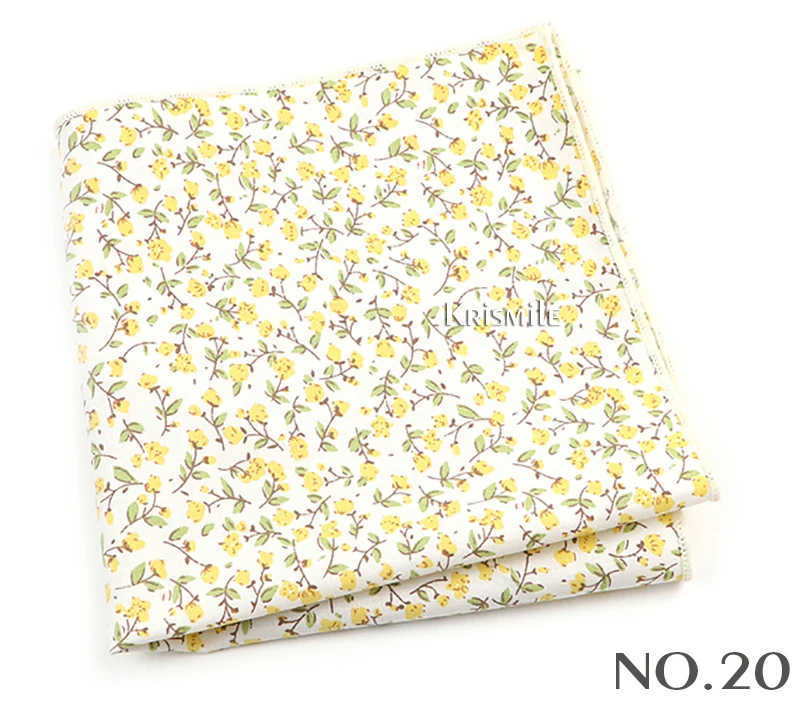 Beautiful Green Blue Floral Handkerchief 100% Cotton Elegant Colorful 26cm Pocket Square For Men Women Suit Chest Towel Gift