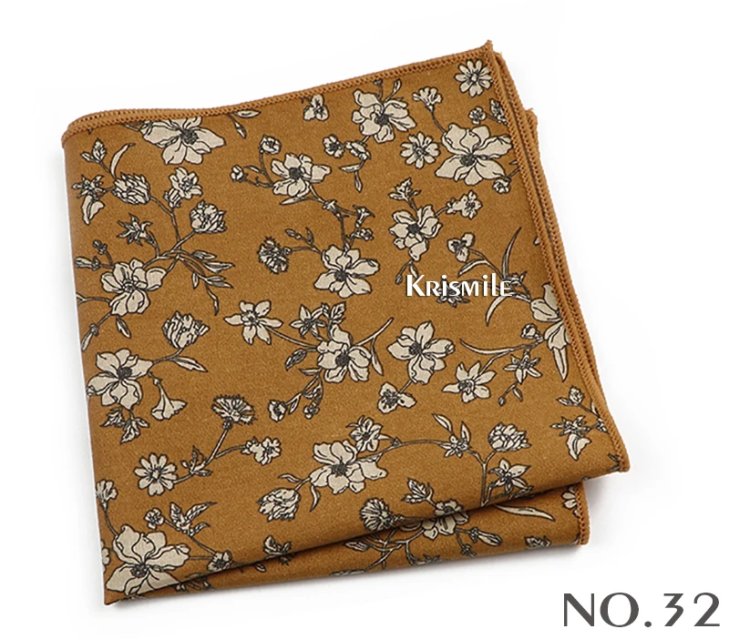 Beautiful Green Blue Floral Handkerchief 100% Cotton Elegant Colorful 26cm Pocket Square For Men Women Suit Chest Towel Gift