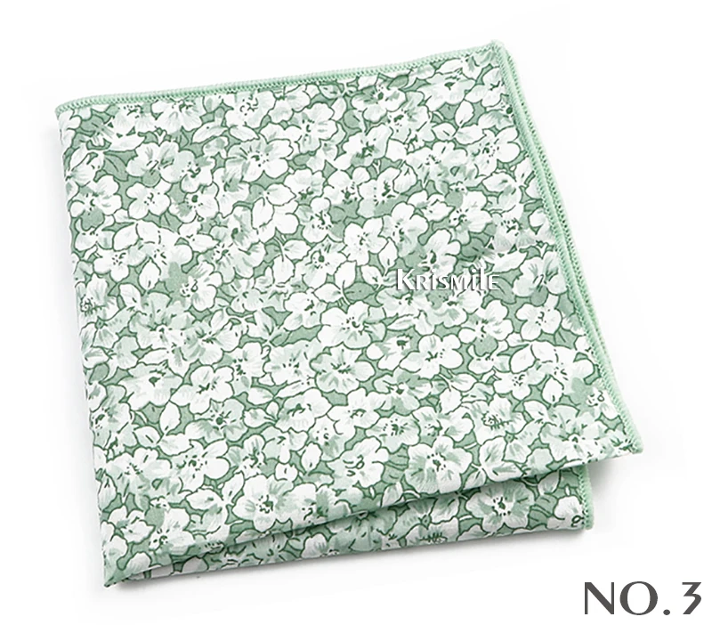 Beautiful Green Blue Floral Handkerchief 100% Cotton Elegant Colorful 26cm Pocket Square For Men Women Suit Chest Towel Gift