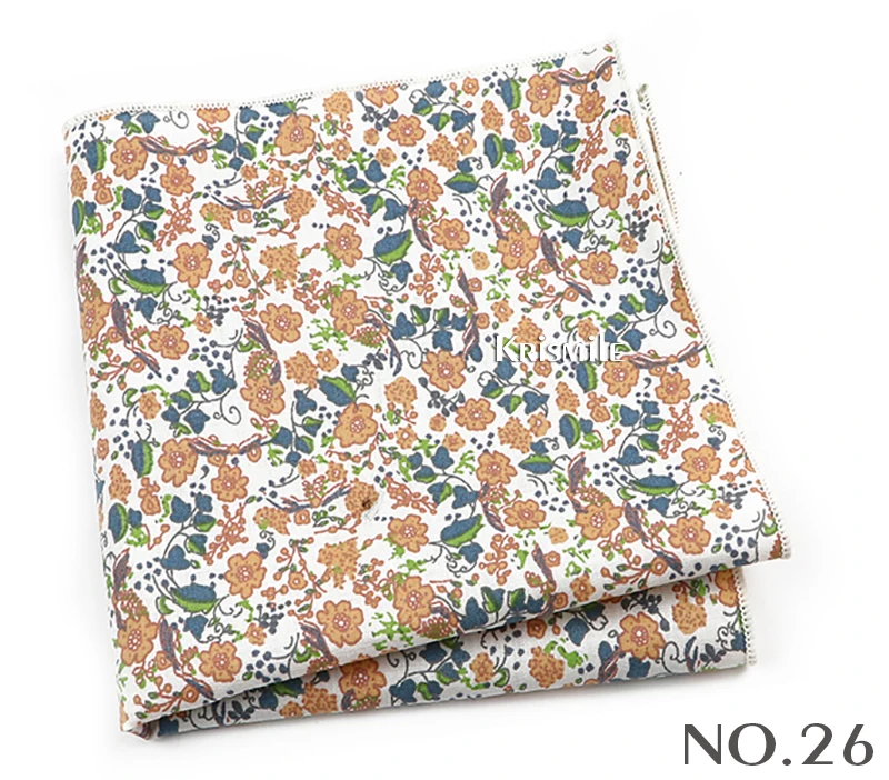 Beautiful Green Blue Floral Handkerchief 100% Cotton Elegant Colorful 26cm Pocket Square For Men Women Suit Chest Towel Gift