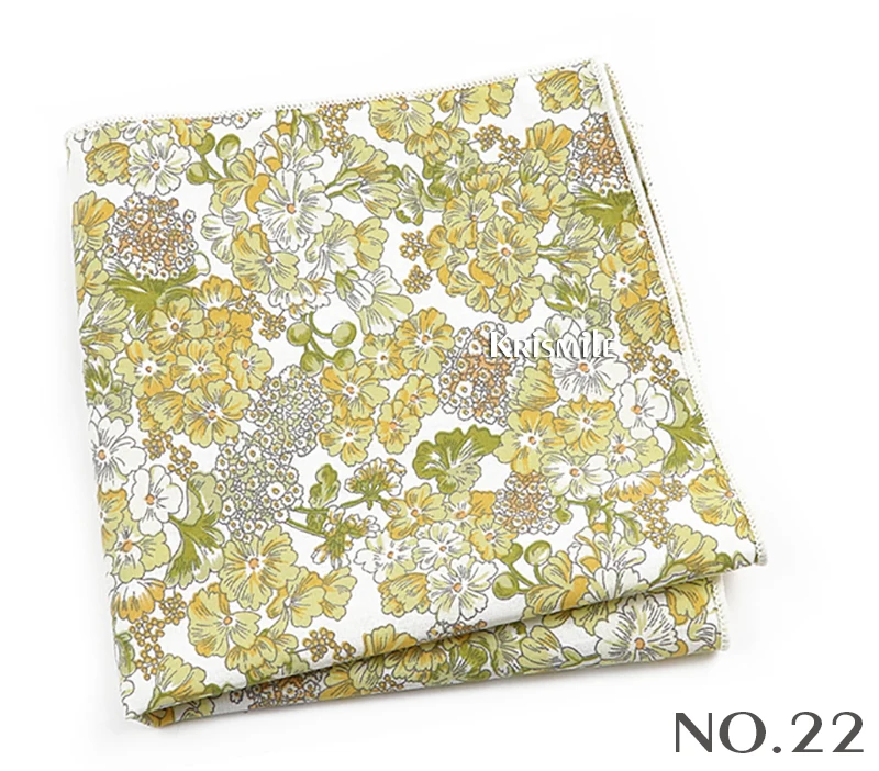 Beautiful Green Blue Floral Handkerchief 100% Cotton Elegant Colorful 26cm Pocket Square For Men Women Suit Chest Towel Gift