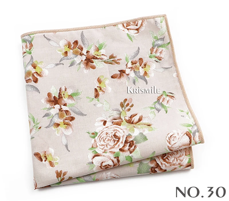 Beautiful Green Blue Floral Handkerchief 100% Cotton Elegant Colorful 26cm Pocket Square For Men Women Suit Chest Towel Gift