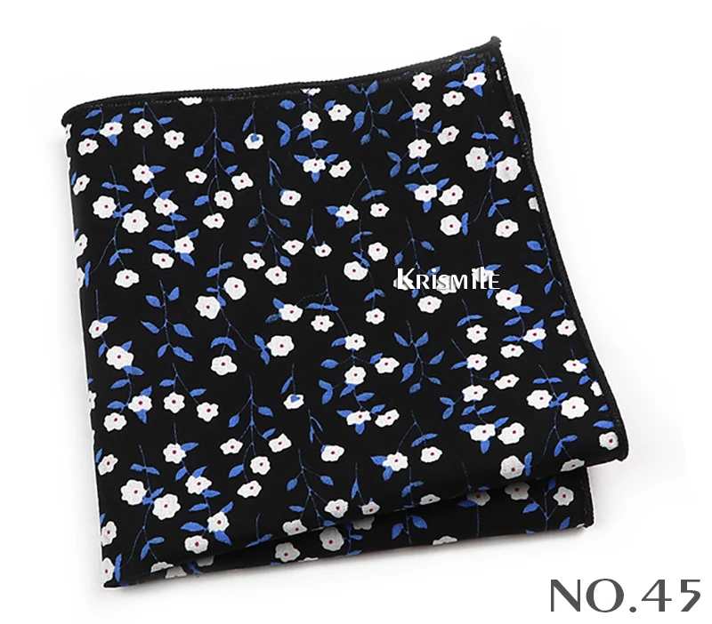 Beautiful Green Blue Floral Handkerchief 100% Cotton Elegant Colorful 26cm Pocket Square For Men Women Suit Chest Towel Gift