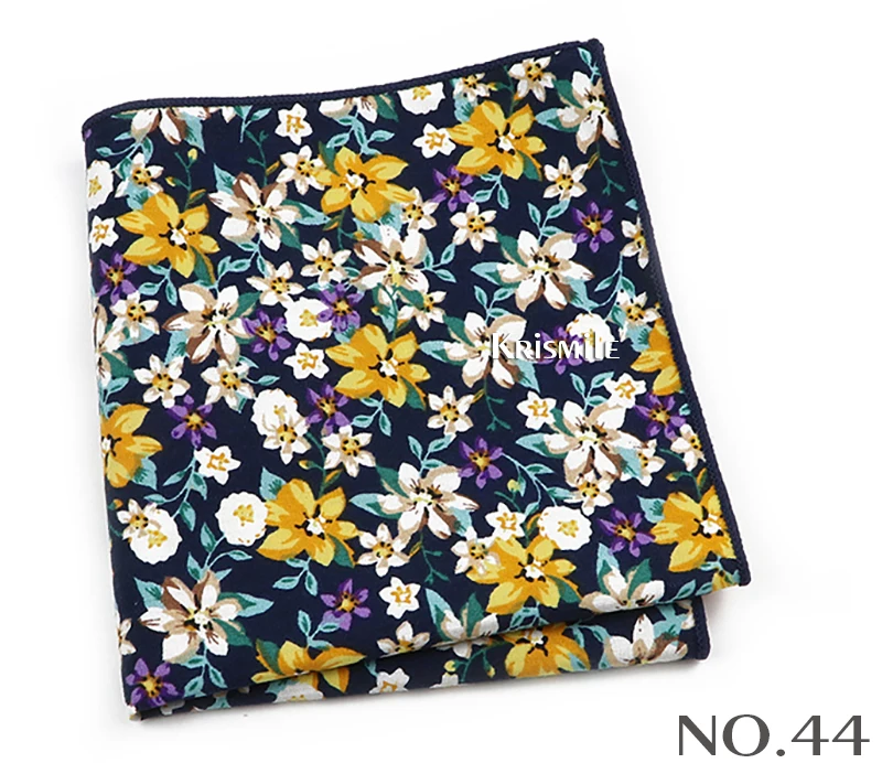 Beautiful Green Blue Floral Handkerchief 100% Cotton Elegant Colorful 26cm Pocket Square For Men Women Suit Chest Towel Gift