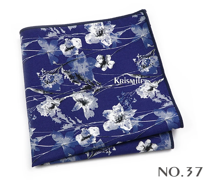 Beautiful Green Blue Floral Handkerchief 100% Cotton Elegant Colorful 26cm Pocket Square For Men Women Suit Chest Towel Gift