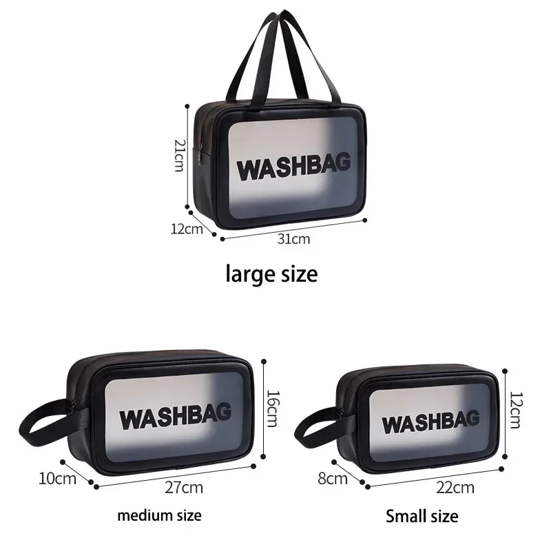 Portable Makeup Bag Large Capacity Make Up Brushes Lipstick Powder Travel Cosmetics Storage Toiletry Bag Waterproof Transparent