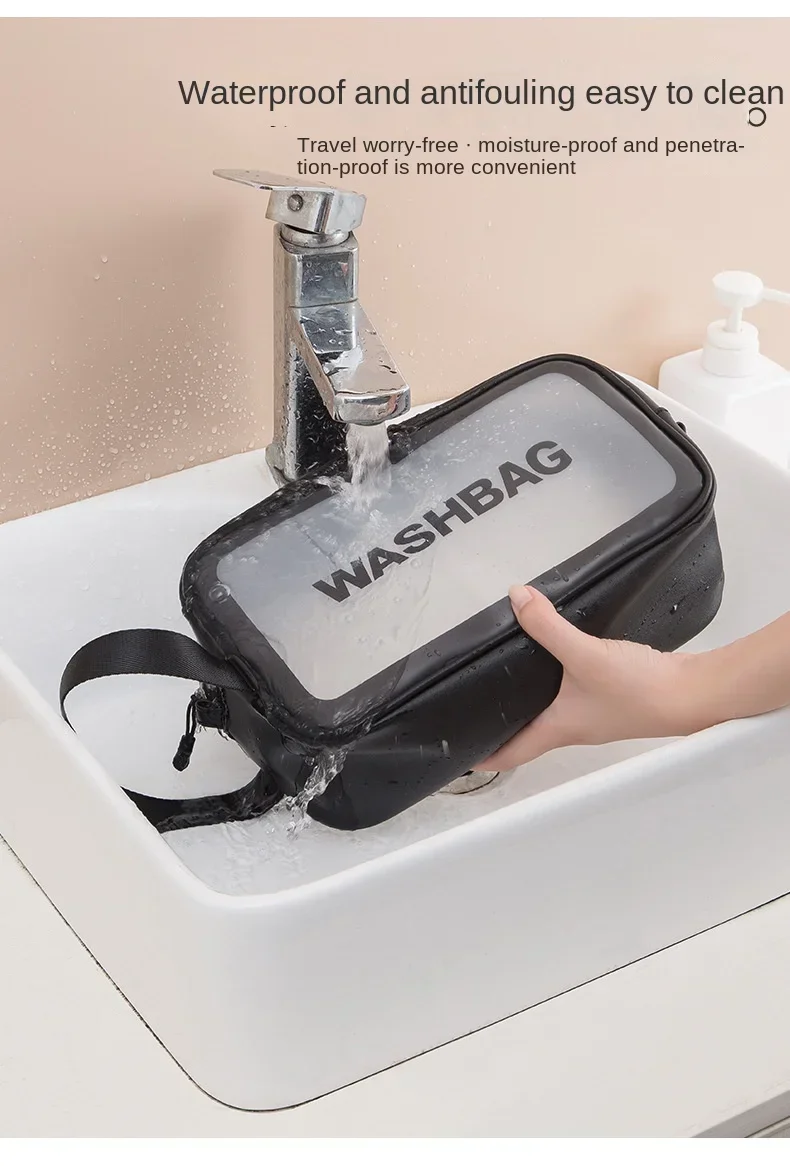 Portable Makeup Bag Large Capacity Make Up Brushes Lipstick Powder Travel Cosmetics Storage Toiletry Bag Waterproof Transparent