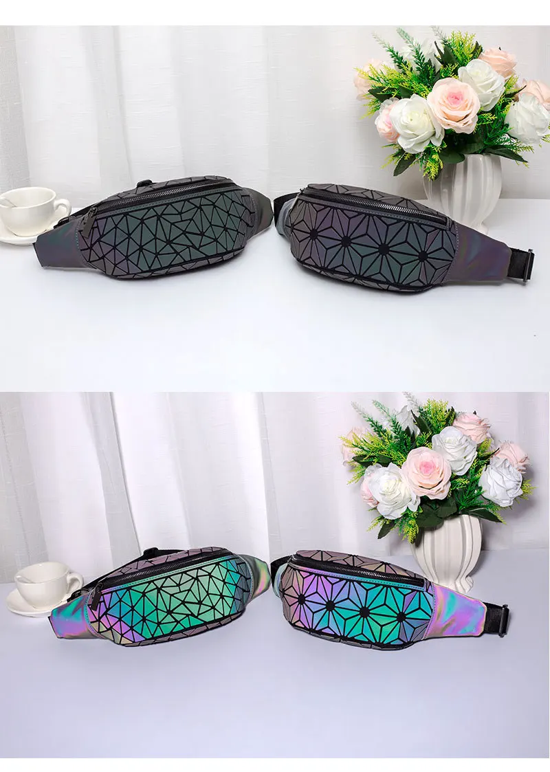 Fashion Male Luminous Geometry Lightweight Waist Pack Women Chest pack Cycling Sports Belt bag Man Casual Travel Pack