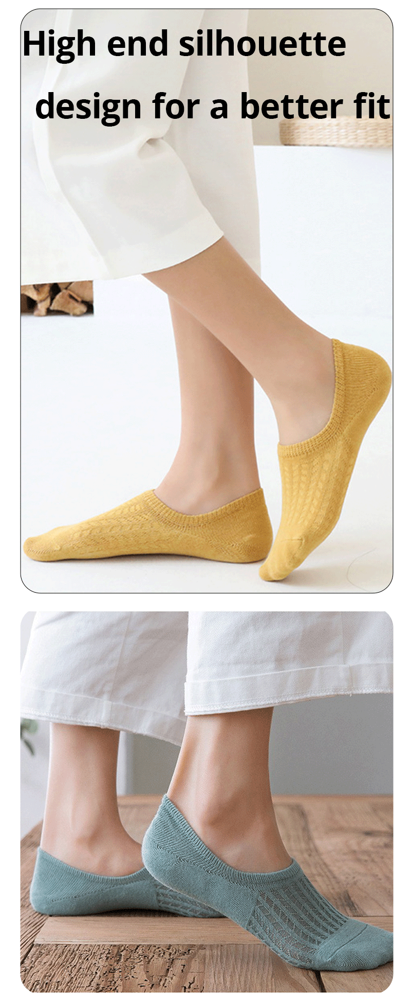 5 Pairs Summer Thin Mesh Socks Ladys Shallow Silicone Anti Slip Invisible Socks Lovely Solid Color Boat Socks
