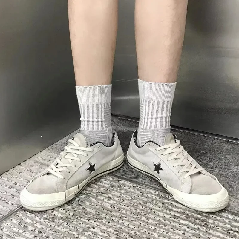 Soft Combed Cotton Women's Two Toe Socks Fashion Retro Striped Color Matching Harajuku Japanese Sandals Tabi Socks Autumn Winter