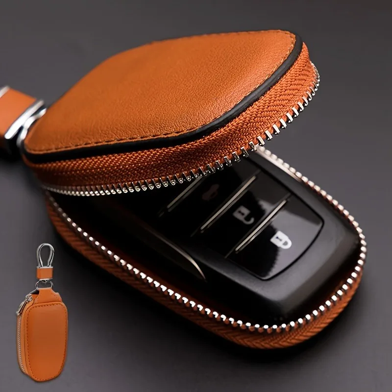 1pc Retro Fashion Business Multi-Functional Key Protection Case, Men's Casual Portable Key Organizer With Large Capacity, Zipper
