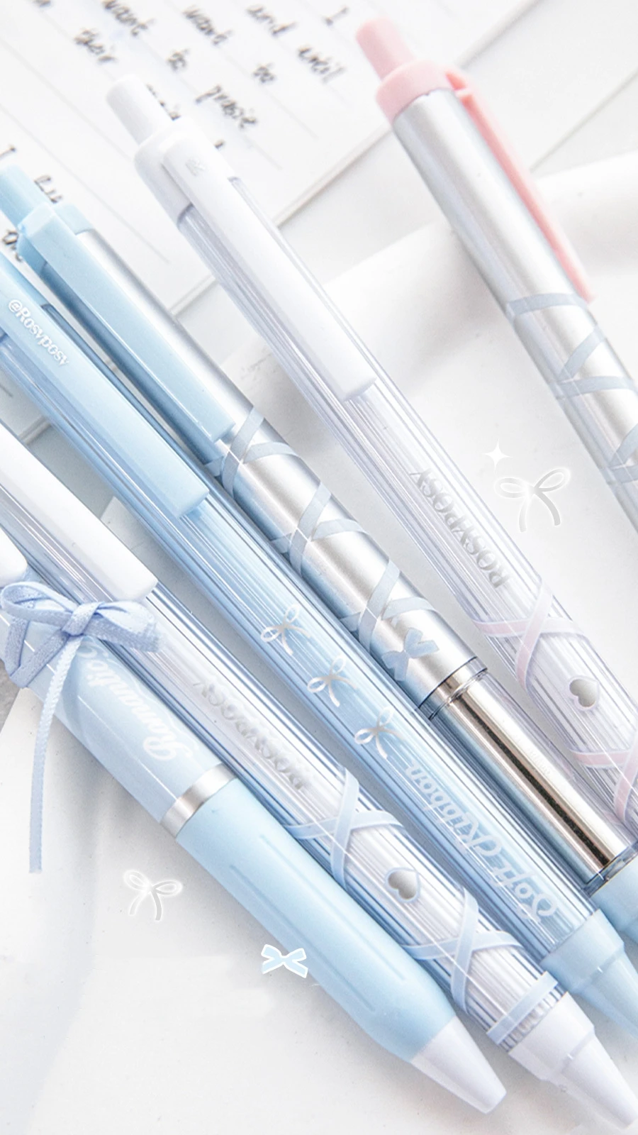 4pcs Soft Ribbon Gel Pens Set Romantic Ballet 0.38mm/0.5mm Ballpoint Quick-dry Black Ink for Writing F7659