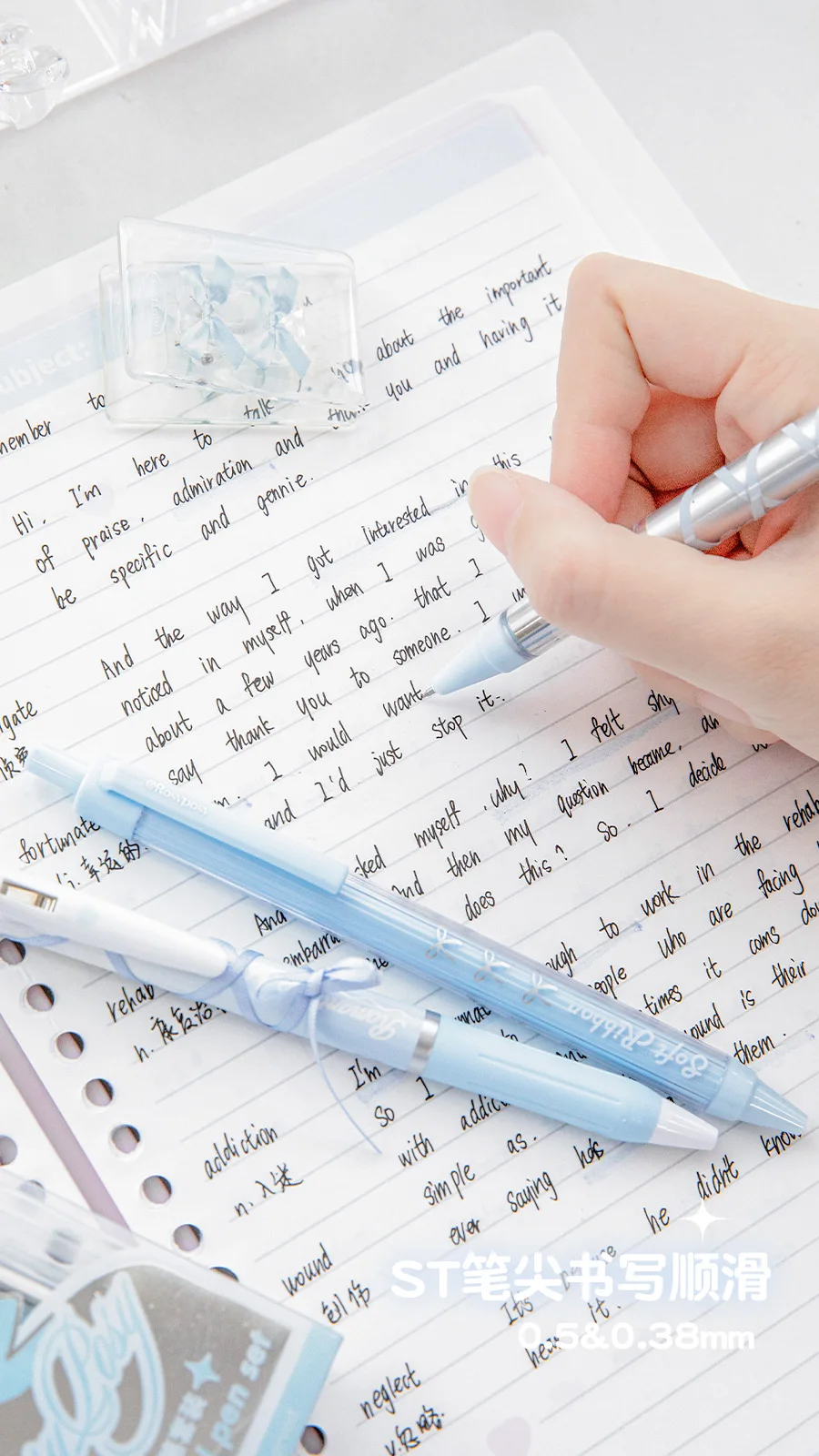 4pcs Soft Ribbon Gel Pens Set Romantic Ballet 0.38mm/0.5mm Ballpoint Quick-dry Black Ink for Writing F7659