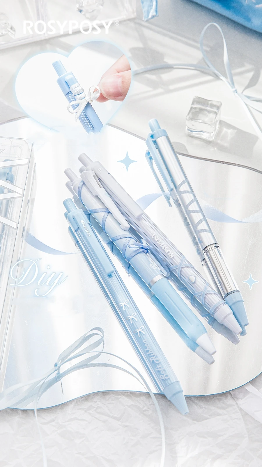 4pcs Soft Ribbon Gel Pens Set Romantic Ballet 0.38mm/0.5mm Ballpoint Quick-dry Black Ink for Writing F7659