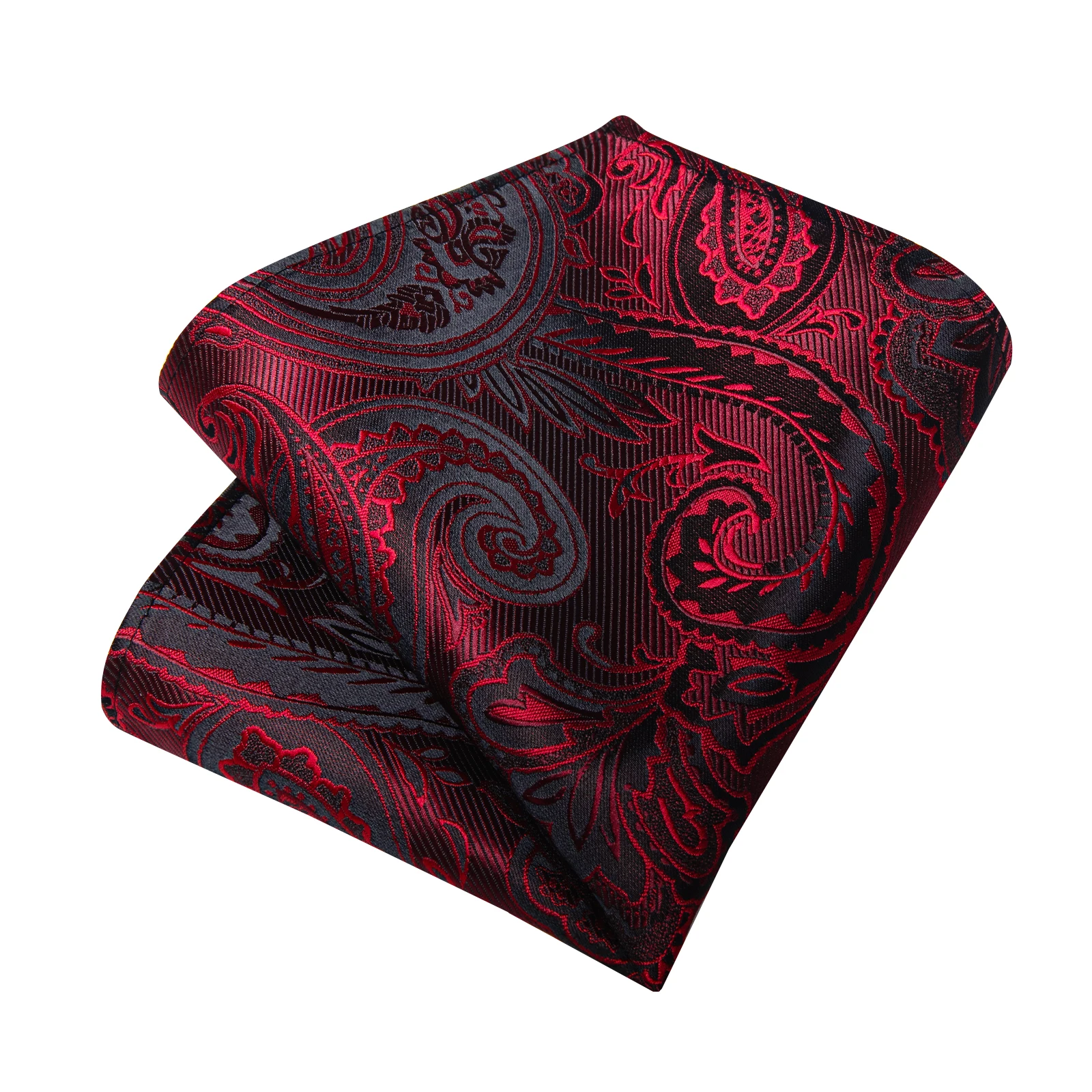 Luxury Floral Striped Solid Men's 8 cm Red Tie Set Handkerchief Cufflinks Business Wedding Prom Groom Accsessories Gift Men