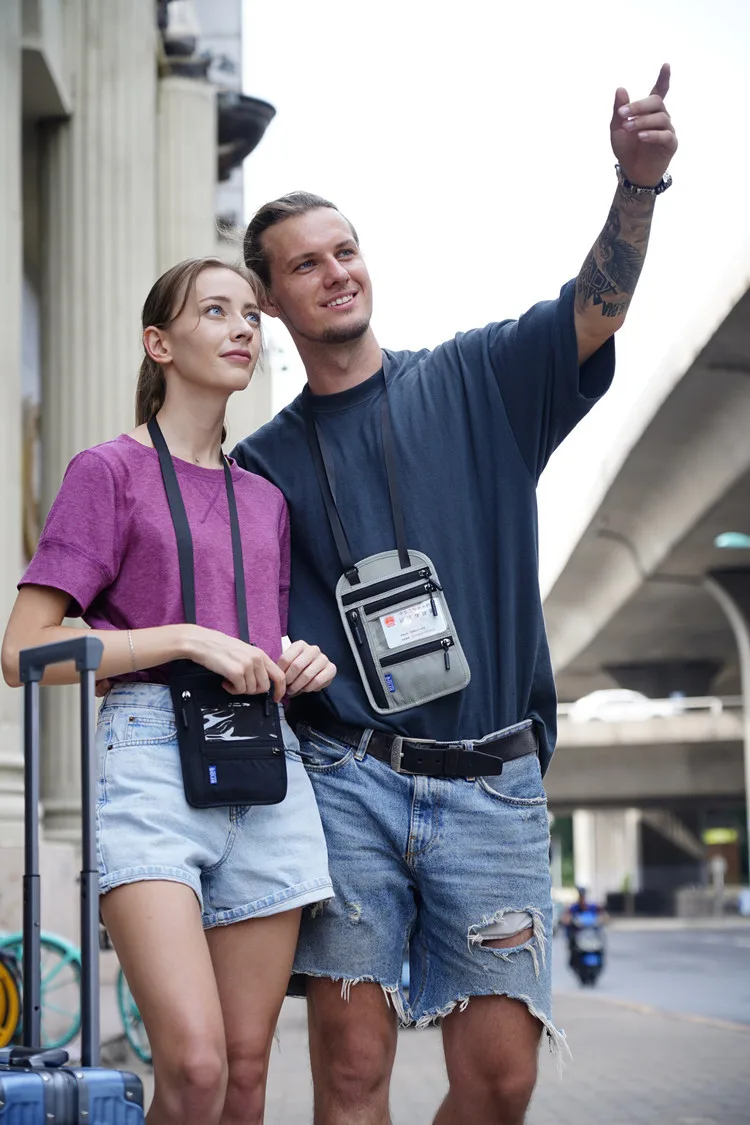 Multifunctional Halter Neck Passport Bag RFID Crossbody Shoulder Storage Bag Ticket Document Protective Cover Credit Card Holder