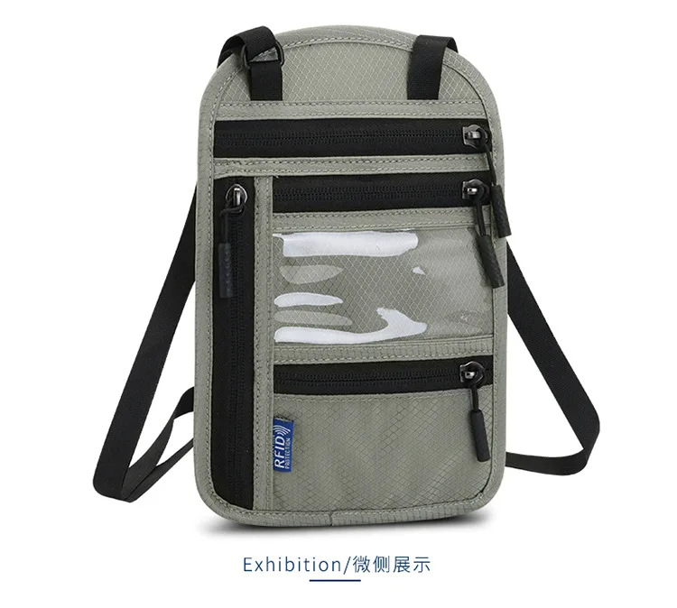 Multifunctional Halter Neck Passport Bag RFID Crossbody Shoulder Storage Bag Ticket Document Protective Cover Credit Card Holder
