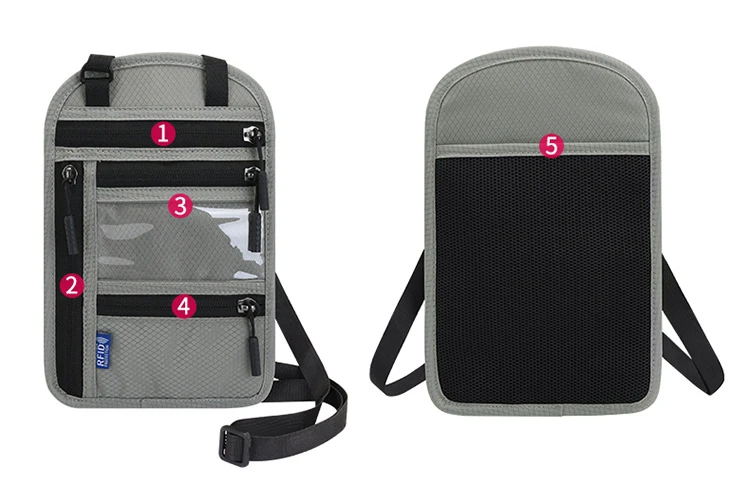 Multifunctional Halter Neck Passport Bag RFID Crossbody Shoulder Storage Bag Ticket Document Protective Cover Credit Card Holder