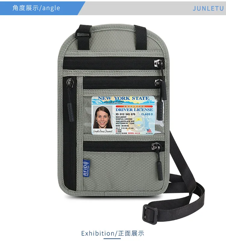 Multifunctional Halter Neck Passport Bag RFID Crossbody Shoulder Storage Bag Ticket Document Protective Cover Credit Card Holder