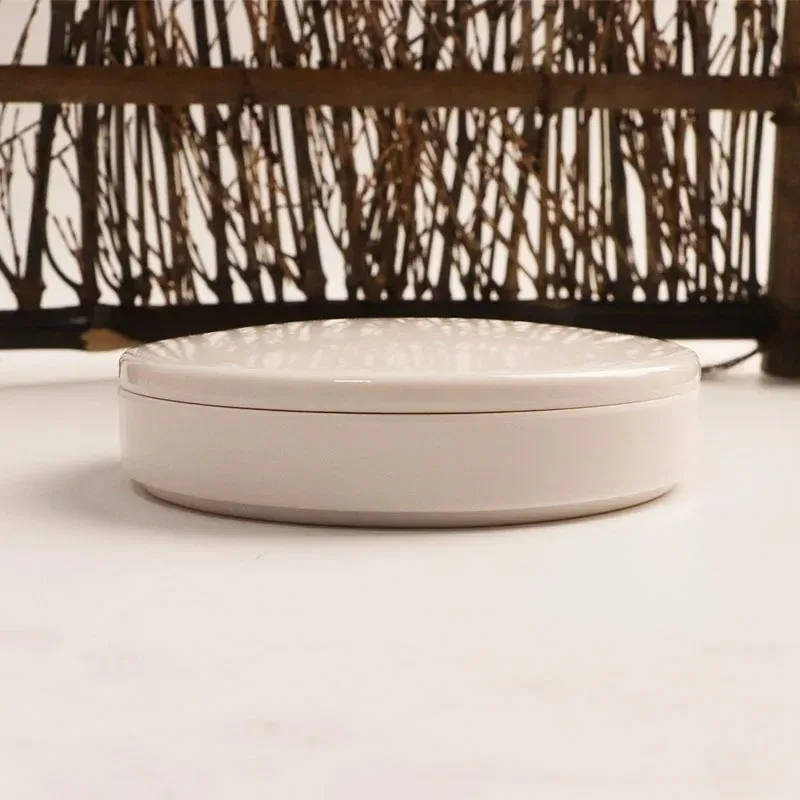 Imitation Porcelain Round Palette with Lid Acrylic Watercolor Painting Multifunctional White Paint Tray Artist Supplies