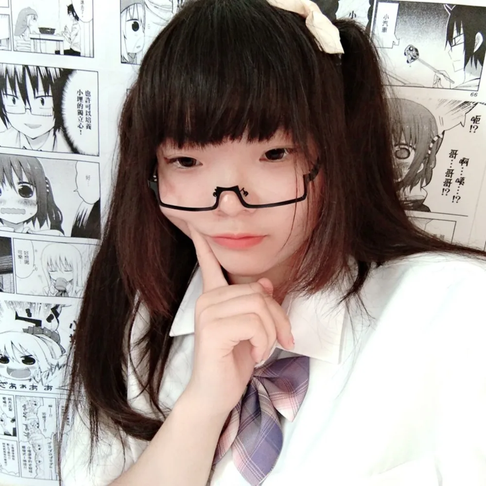Multicolour Half Frame Glasses Personalized COS Anime Fake Glasses Metal Photography Prop Eyeglasses Adults