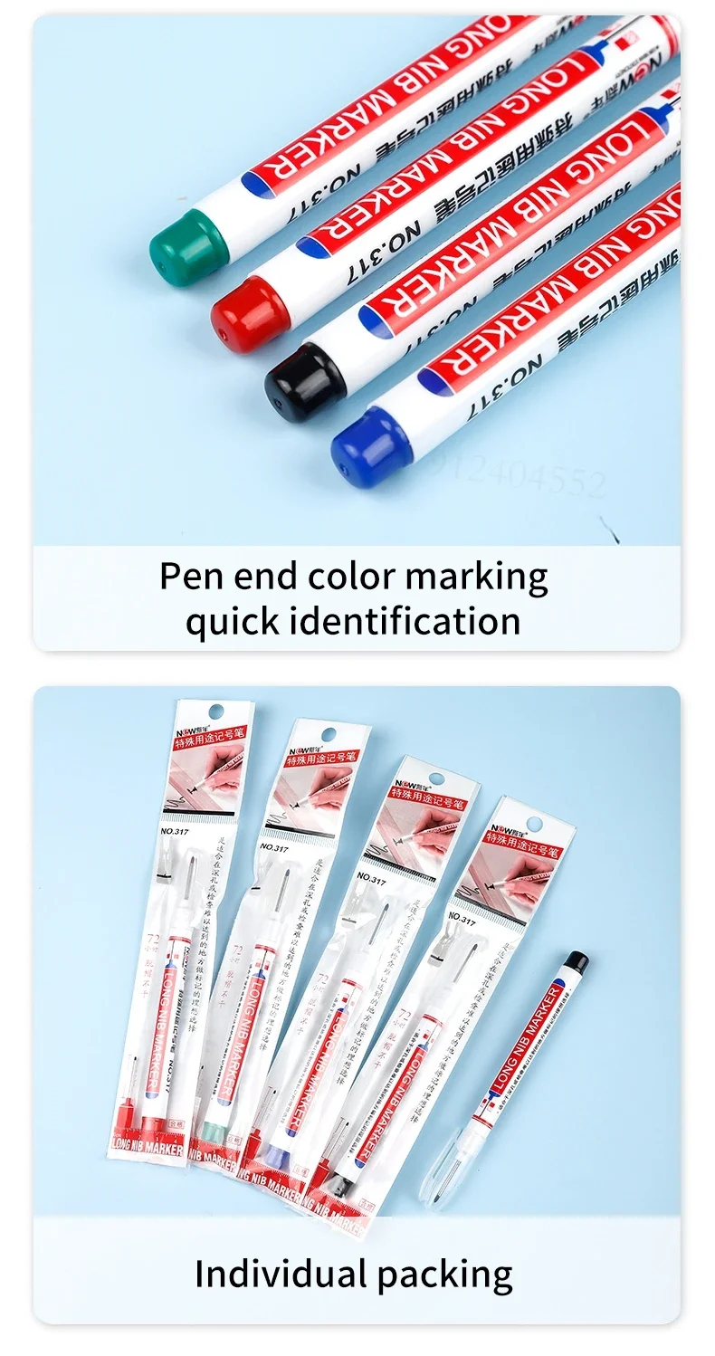 0.7mm White Paint Marker Pen 20cm Deep Hole Markers Pen Set Waterproof Permanent Oily Pens for Rock Wood Metal Glass Tiles