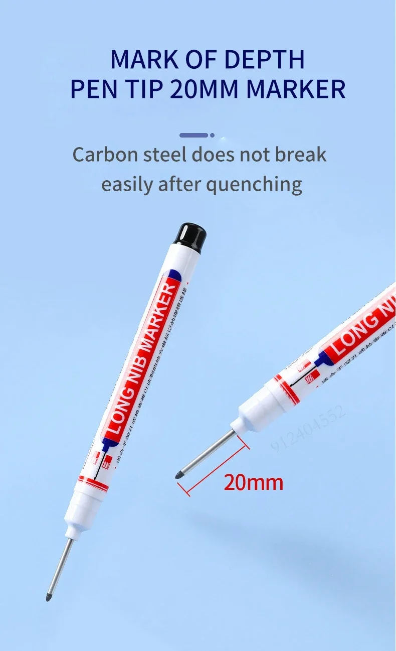 0.7mm White Paint Marker Pen 20cm Deep Hole Markers Pen Set Waterproof Permanent Oily Pens for Rock Wood Metal Glass Tiles