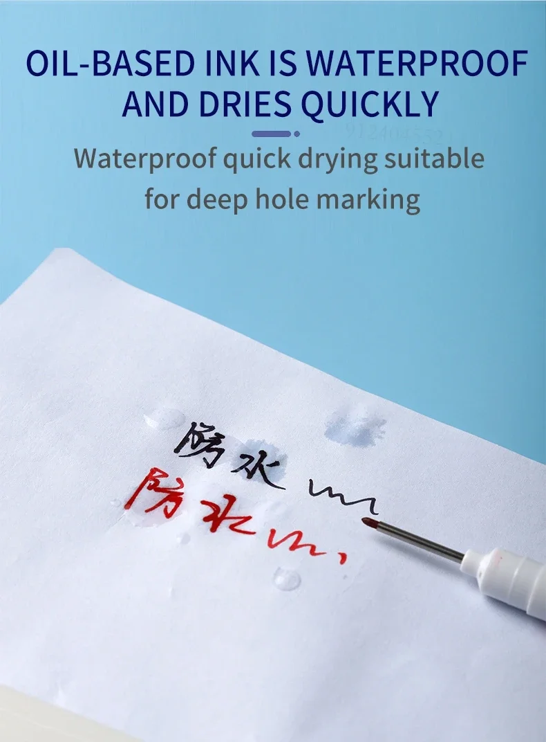 0.7mm White Paint Marker Pen 20cm Deep Hole Markers Pen Set Waterproof Permanent Oily Pens for Rock Wood Metal Glass Tiles