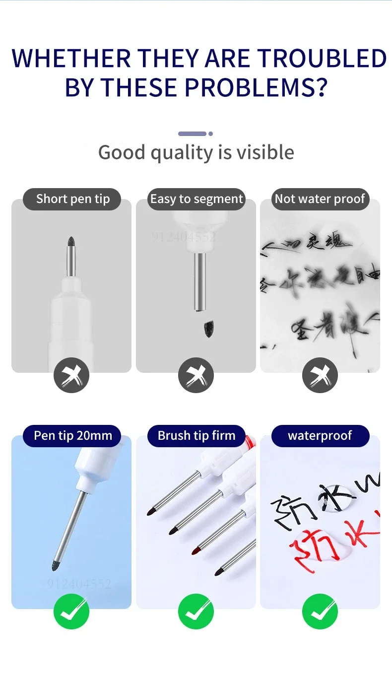 0.7mm White Paint Marker Pen 20cm Deep Hole Markers Pen Set Waterproof Permanent Oily Pens for Rock Wood Metal Glass Tiles