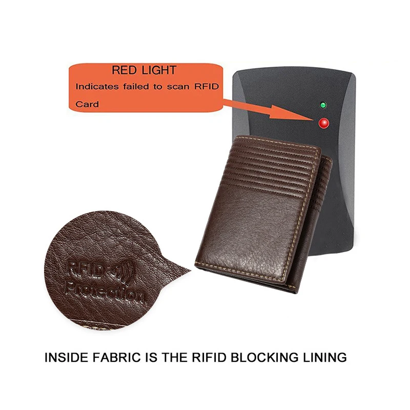 Men's Genuine Leather RFID Wallet - Tri-Fold Clutch with Multi-Card Slots & Coin Purse, Secure Money Organizer